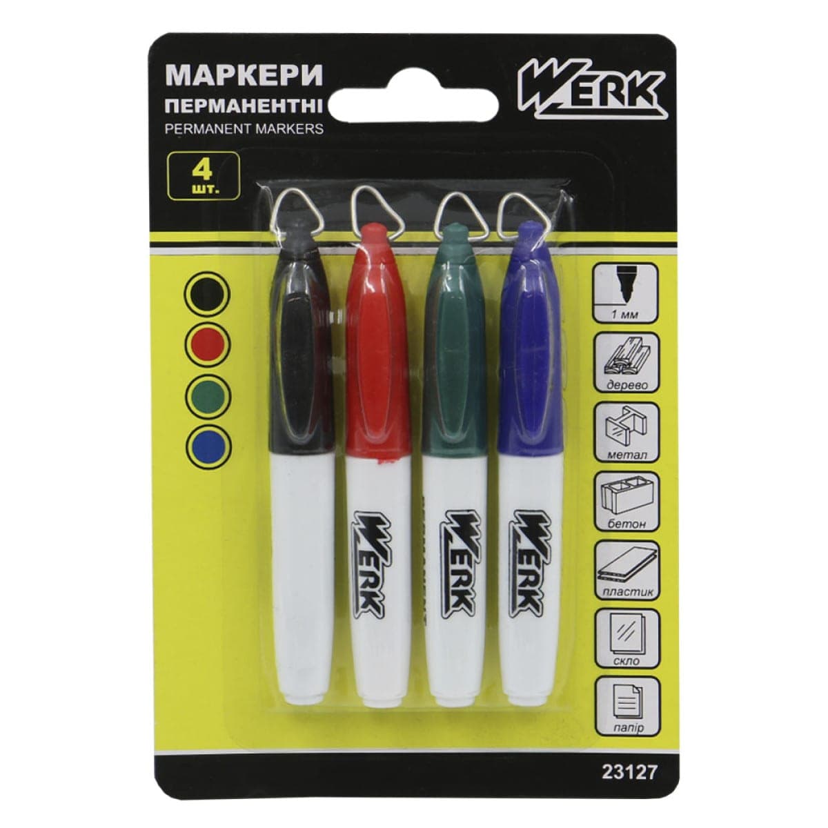 Маркери перманетні 4 шт. Werk 23127