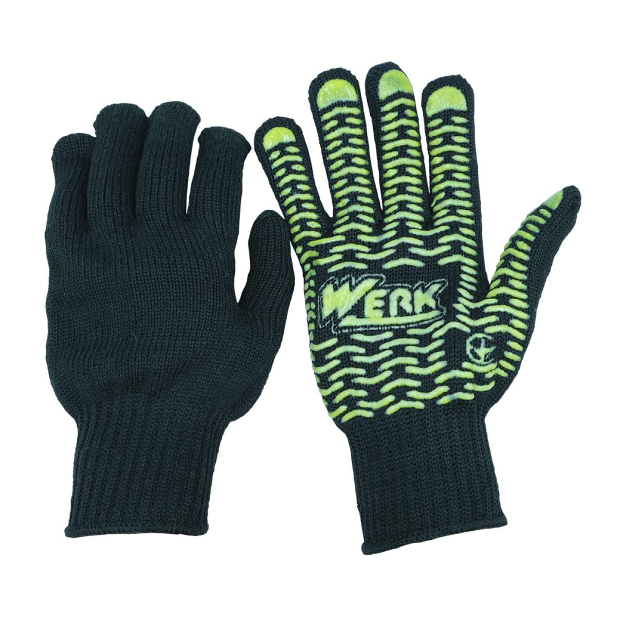 Рукавички ХБ чорні, жовтий ПВХ Werk WE2165